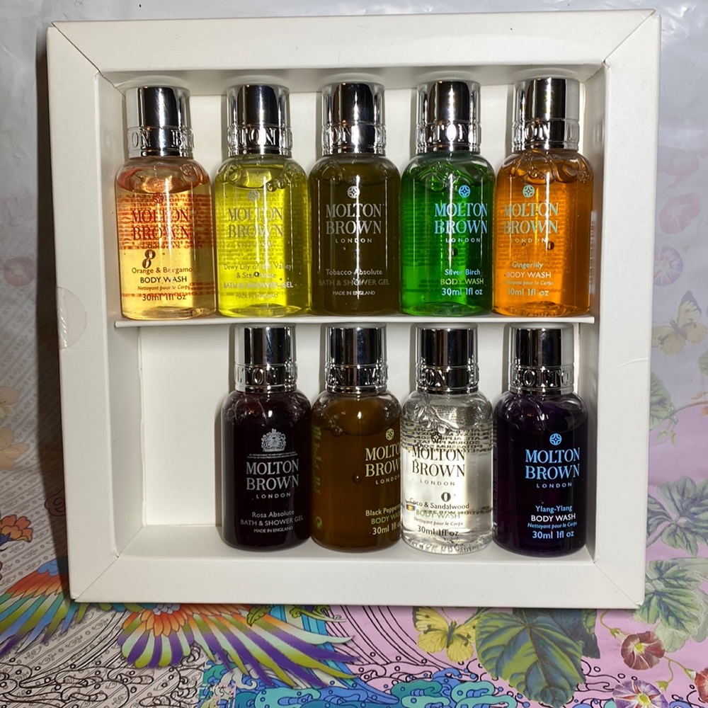 Set of 9-1oz Molton Brown body washes. NIB.